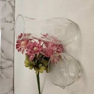 Vintage Cameo Crystal glass vase with Princess House Heritage Cream Pitcher